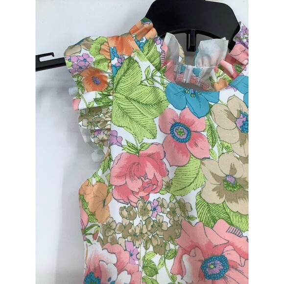 Janie and Jack Girl's 4 White Floral Ruffled Collar One Piece Swimsuit OS20-24 - Picture 3 of 8